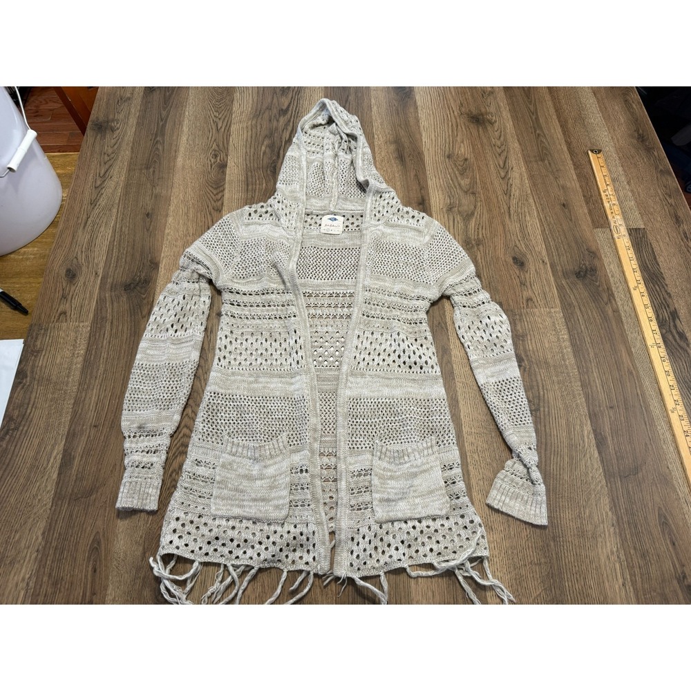Wild Blue Sweater Womens Size Small Gray Long Sleeve Open Cardigan Hooded